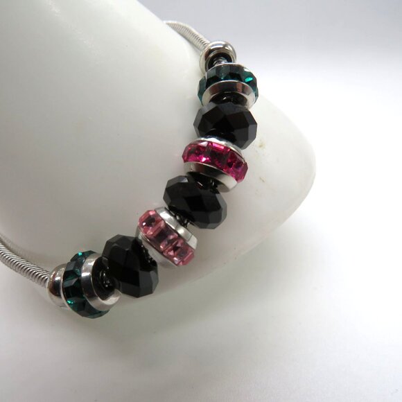 Brosway Bracelet Silver Tone Faceted Multi Color Beads Black Pink Green - Picture 4 of 16